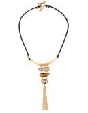 Robert Lee Morris Soho Faceted Stone Leather Y-Shaped Toggle Necklace - TOPAZ