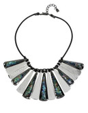 Robert Lee Morris Soho Abalone Shell Faceted Stone and Leather Stick Necklace - GREEN