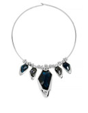 Robert Lee Morris Soho Faceted Stone Frontal Wire Collar Necklace - BLUE