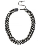 Kenneth Cole New York Crystal Faceted Stone Mesh Collar Necklace - SILVER