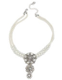 Betsey Johnson Something New Crystal Frontal Faux Pearl Necklace - CRYSTAL