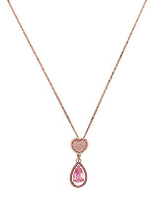 Betsey Johnson All That Glitters Pave Heart and Crystal Teardrop Pendant Necklace - PINK