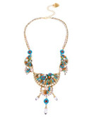 Betsey Johnson Weave and Sew Woven Multi Coloured Flower Statement Necklace - MULTI