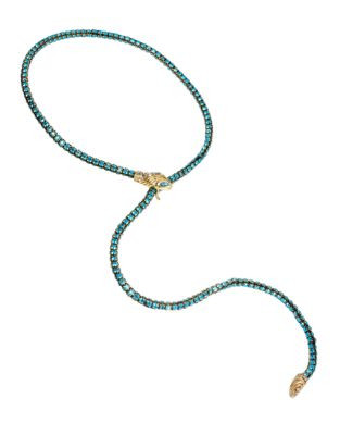 Betsey Johnson Ocean Drive Snake Lariat Faceted Bead Adjustable Long Necklace - BLUE