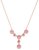 Betsey Johnson All That Glitters Ruffled Pink Crystal Y Shaped Necklace - PINK