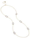 Betsey Johnson All That Glitters Rectangle Crystal Long Gold Necklace - CRYSTAL
