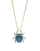 Betsey Johnson Pave Spider Pendant Necklace - BLUE