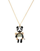 Betsey Johnson Panda Fairy Pendant Necklace - BLACK/WHITE