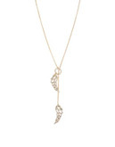 Betsey Johnson Pave Feather Lariat Necklace - WHITE