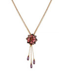 Betsey Johnson Fall Follies Cluster Floral Pendant Necklace - RED
