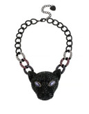 Betsey Johnson Panther Frontal Necklace - PURPLE