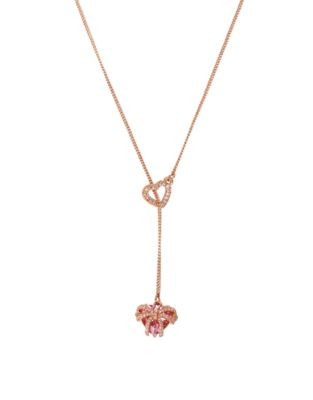 Betsey Johnson Heart Stone Lariat Necklace - PINK