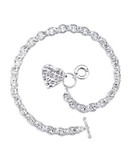Guess Heart Charm Link Toggle Necklace - SILVER