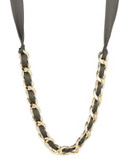 R.J. Graziano Ribbon Laced Chain Necklace - BLACK