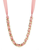 R.J. Graziano Ribbon Laced Chain Necklace - PINK