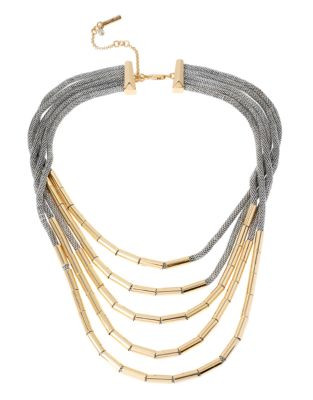 Kenneth Cole New York Sea Stone Beach Metal Necklace - TWO TONE COLOUR