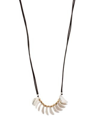 Robert Lee Morris Soho Seaglass Hammered Disc Frontal Long Leather Necklace - SILVER