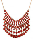 Lucky Brand Faceted Stone Statement Necklace - RED