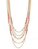Lucky Brand Beaded Multi-Strand Necklace - RED