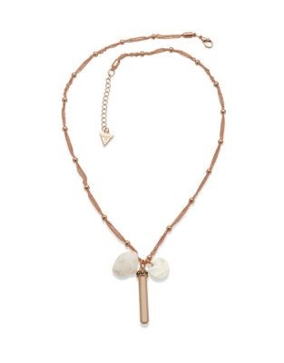 Guess Stone and Crystal Strand Necklace - ROSE GOLD
