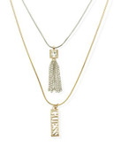 Guess Two Tone Double Strand Logo Necklace - TWO TONE