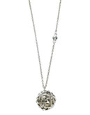Guess Floral Pendant Crystal Accent Necklace - SILVER