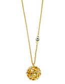 Guess Floral Pendant Crystal Accent Necklace - GOLD