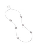 Betsey Johnson All That Glitters Rectangle Crystal Long Silver Necklace - CRYSTAL