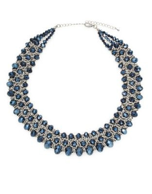 Expression Bead and Chain Collar Necklace - NAVY