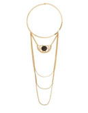 Expression Multi-Drop Pendant Cuff Necklace - BROWN
