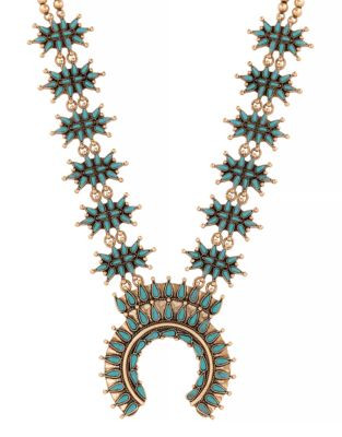Lucky Brand Turquoise Squash Blossom Mix Necklace - GOLD