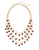Expression Three Strand Drop Beads Necklace - RED