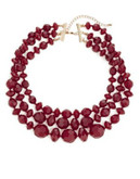 Expression Three Row Faceted Necklace - RED