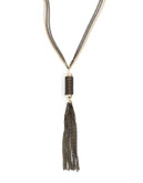 Expression Two-Row Tassel Pendant Necklace - BLACK