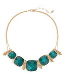 Expression Square Stone and Bar Collar Necklace - BLUE