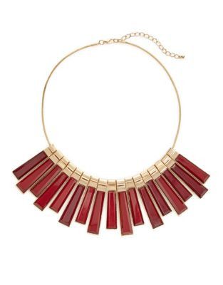 Expression Faceted Fan Necklace - RED