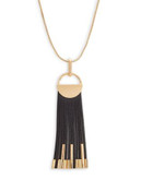 Expression Fringed Faux Leather Necklace - BLACK