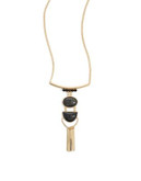 Expression Embellished Bar Pendant Necklace - BLACK