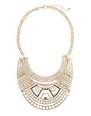 Expression Cut-Out Frame Collar Necklace - BLACK