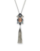 Guess Mixed Stone Tassel Necklace - SILVER