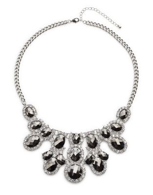 Expression Faceted Stone Bib Necklace - BLACK