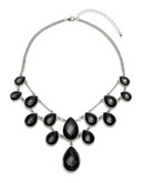 Expression Teardrop Stone Collar Necklace - BLACK