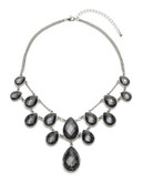 Expression Teardrop Stone Collar Necklace - GREY