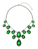 Expression Teardrop Stone Collar Necklace - GREEN