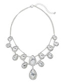 Expression Teardrop Stone Collar Necklace - SILVER