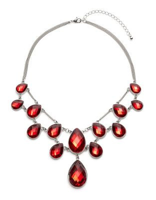 Expression Teardrop Stone Collar Necklace - RED