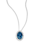 Expression Faceted Oval Pendant Necklace - BLUE