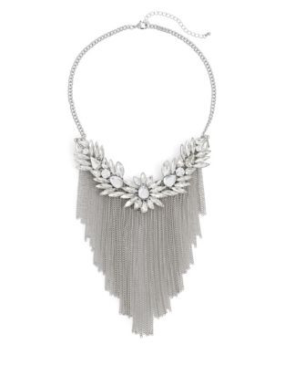 Expression Fringed Floral Layer Necklace - SILVER