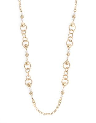 Expression Mixed Ball and Chain Necklace - BEIGE