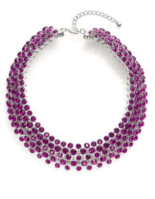 Expression Five-Row Rhinestone Collar Necklace - PURPLE